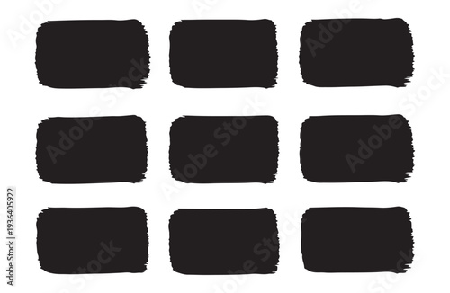 Nine black textured rectangles arranged in three rows on white background