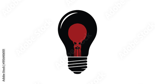 A black and red light bulb on isolated symbolizing ideas and innovation in a creative concept