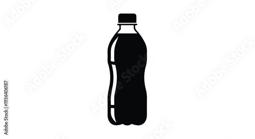 Vector black plastic soda bottle icon