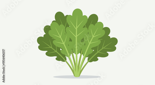 Green leafy plant flat vector illustration