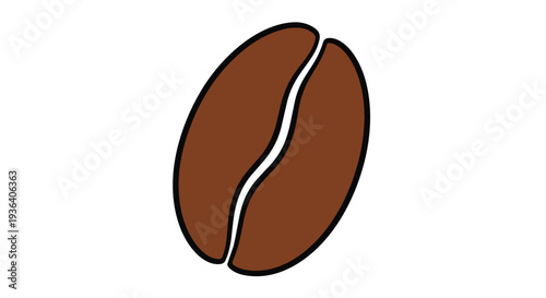 A brown coffee bean with a white line on a pure for design or culinary use
