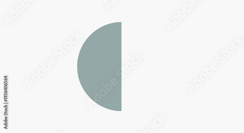Light blue-gray semicircle geometric shape on white background