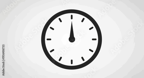 Minimalist black clock or gauge icon on white background