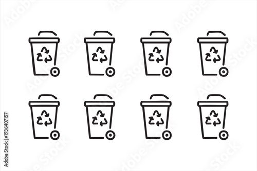 Waste Disposal and Recycling Bin Vector Icons for Environmental Graphics