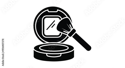 Vector makeup brush and compact powder icon