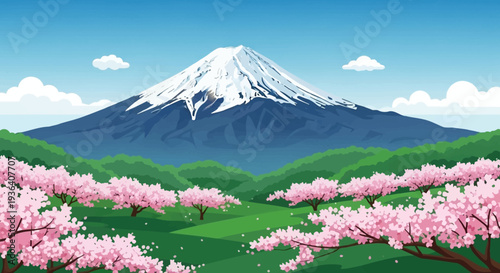 Mount Fuji Cherry Blossoms Spring Landscape