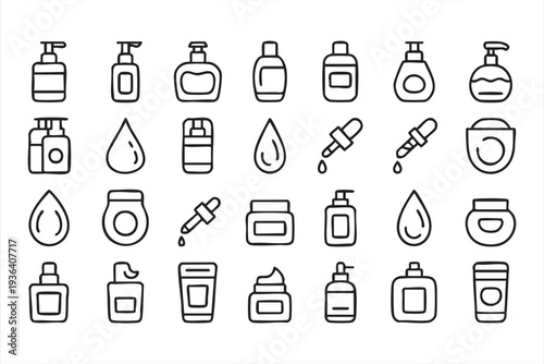 Skincare Cosmetic Vector Icons for Lotion, Serum and Cream Products