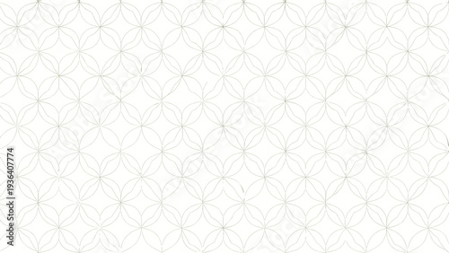 Seamless pattern of delicate circular flower-like geometric outlines in a soft grey tone on white for elegant minimalist design.