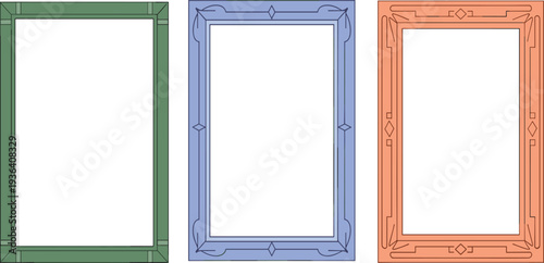 Decorative vintage picture frame vector set with various colorful borders for photography and elegant interior design