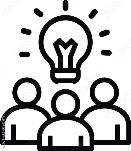 People generating new creative ideas with a bright lightbulb above their heads