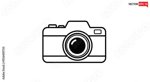 Minimalist black outline digital camera icon