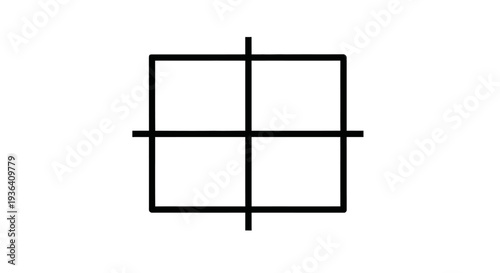 Minimalist black square grid icon on white background