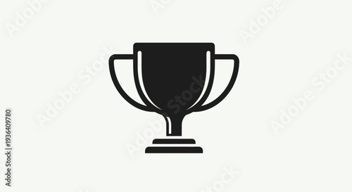Minimalist black trophy cup icon on light background