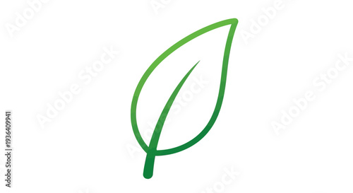 Minimalist green leaf outline icon isolated on white background
