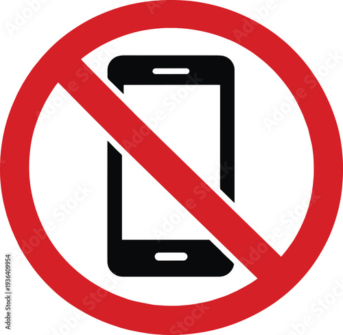 No Smartphone Allowed Warning Symbol Vector