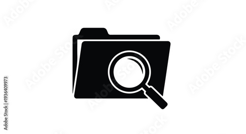 Black folder with magnifying glass icon