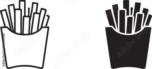 French potato fries line art icon for food apps websites menus and fast food UI design element.