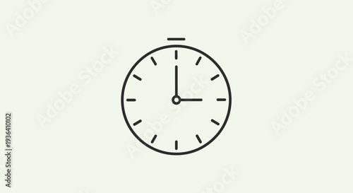 Minimalist outline clock icon for time management and deadline