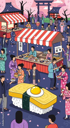 Japanese Food Festival with Cherry Blossoms