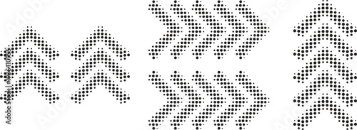 Halftone illustration of three human figures in pixel art style with varying poses