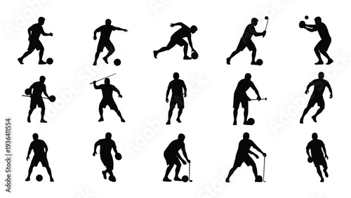 Collection of sports silhouettes in various actions