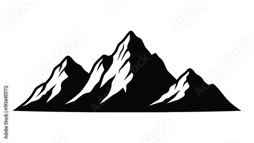A black and white image of a mountain range