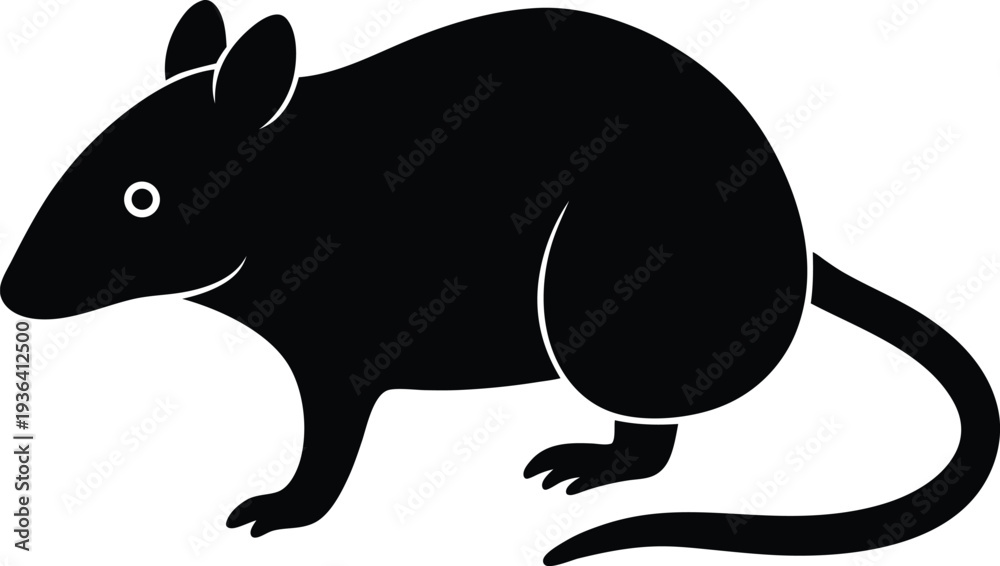 Obraz premium Elephant shrew silhouette vector art illustration and minimal black and white design