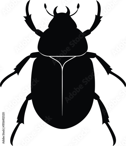 Dung beetle silhouette vector art illustration and minimal black and white design