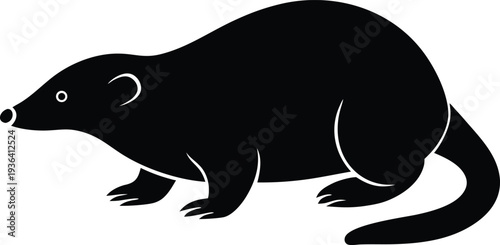 European mole silhouette vector art illustration and minimal black and white design
