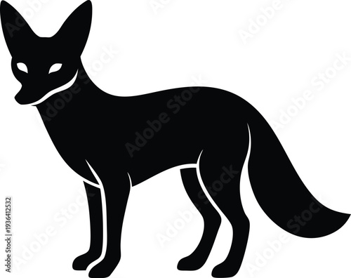 Fennec fox silhouette vector art illustration and minimal black and white design