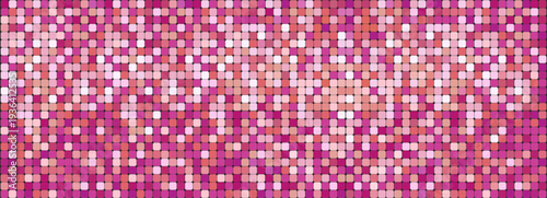 Disco pink sequin gold rose sparkle mosaic background. Retro glam disco ball shine and glitter texture bg. Shining halftone wallpaper, pop up sparkling glitter backdrop