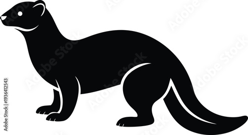 Ferret silhouette vector art illustration and minimal black and white design
