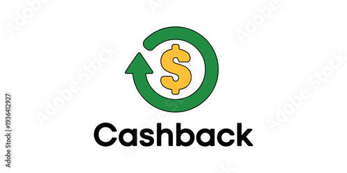 Green cashback symbol with dollar sign and arrow green arrow circular arrow money