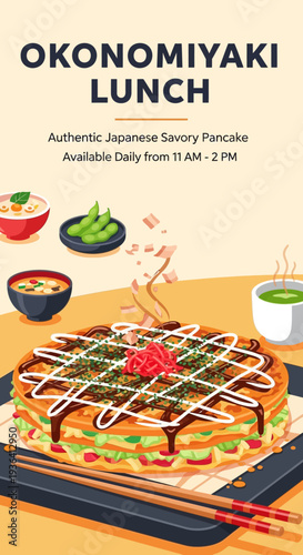 Okonomiyaki Lunch: Savory Japanese Pancake