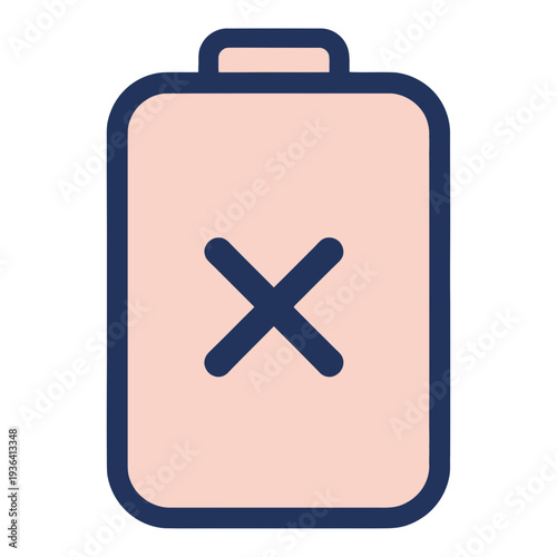 Low Battery UI Icon With Cross Symbol