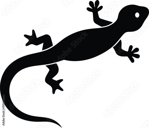 Gecko silhouette vector art illustration and minimal black and white design