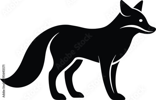 Fox silhouette vector art illustration and minimal black and white design