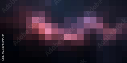 Abstract geometric vector design featuring a colorful mosaic of blue and purple square pixels on a digital gradient backdrop creating a seamless textured wallpaper art.