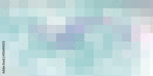 A seamless blue vector design featuring an abstract geometric pattern of square tiles and colorful mosaic shapes on a digital grid backdrop.