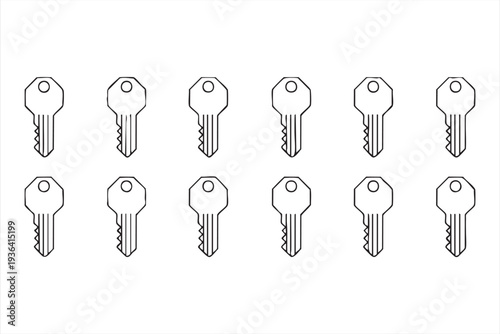 Minimal Security And Access Key Outline Icon Collection Vector