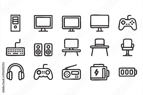 Electronics And Digital Technology Line Icon Set For UI Design