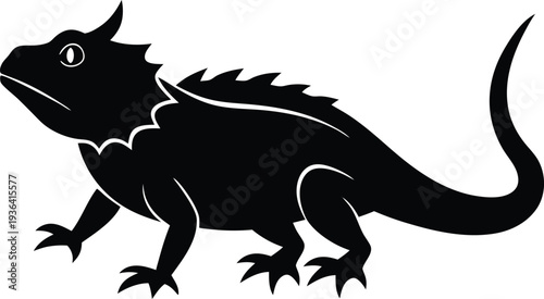 Horned lizard silhouette vector art illustration and minimal black and white design