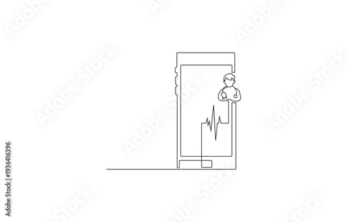 Online Doctor Consultation Mobile App Line Icon