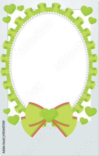 Cute yellow green Heart and Ribbon Frill Polaroid Photo Frame – Fun Culture Concept