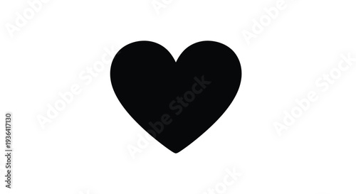 A simple black heart shape isolated on a white background