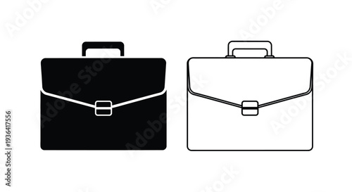 Two briefcase icons one black and one white with similar designs
