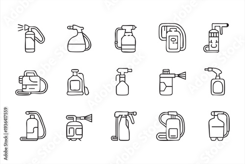 Cleaning And Sanitation Spray Equipment Outline Icon Pack