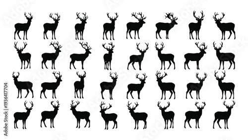 A collection of deer silhouettes in various poses