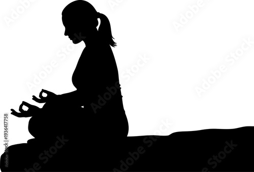 Female figure practicing mindfulness in seated yoga pose