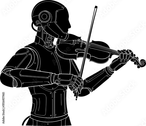 Humanoid robot playing violin musical instrument